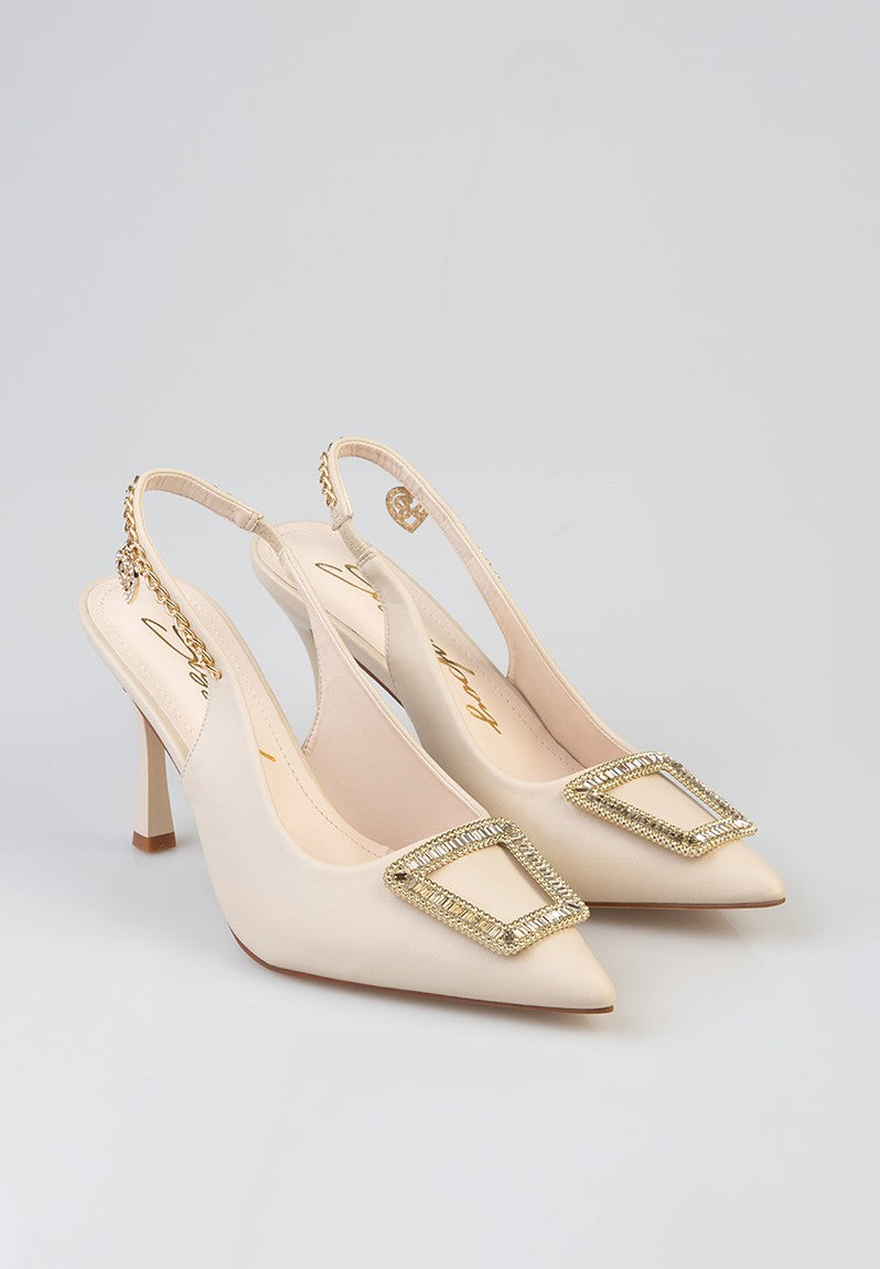 Sissyboy Ladies Paxie Slingback Heels-Cream SH1532