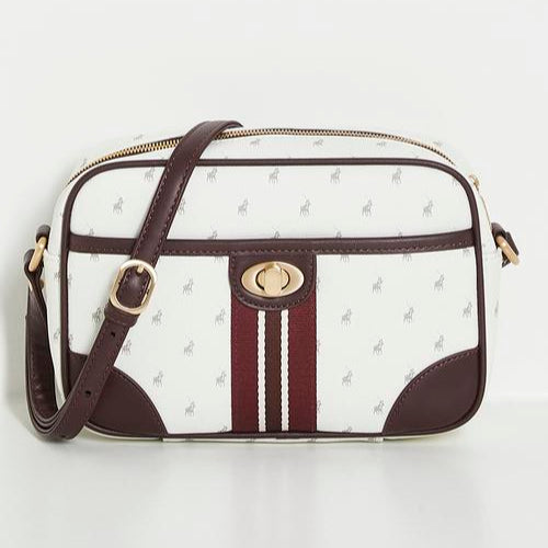 Polo Oxford Crossbody Bag - White & Burgundy (8029801971801)