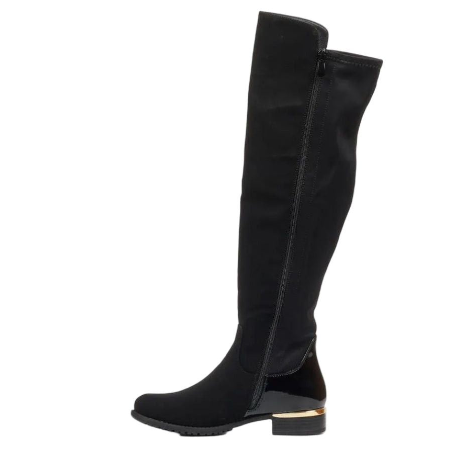 Miss Black Hadar 24 High Boots Faux Nubuck / Faux Patent Black.