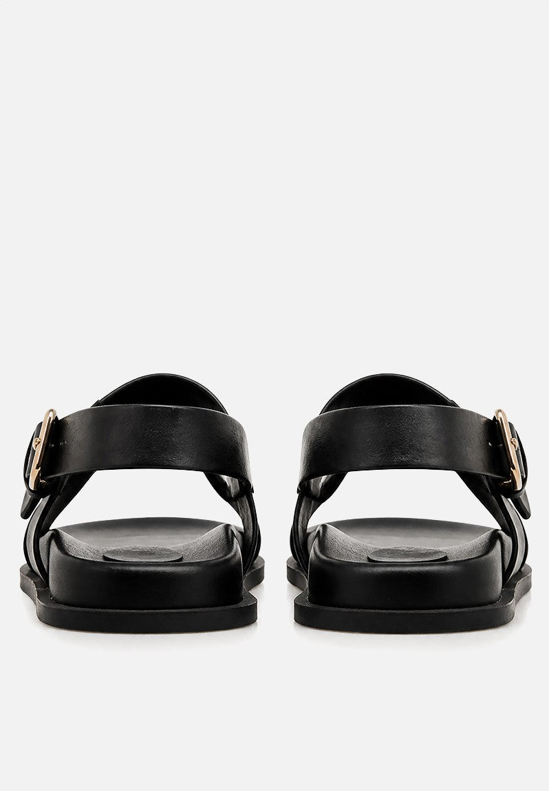 Polo Moulded Trim Leather Sandal - Black 0037972