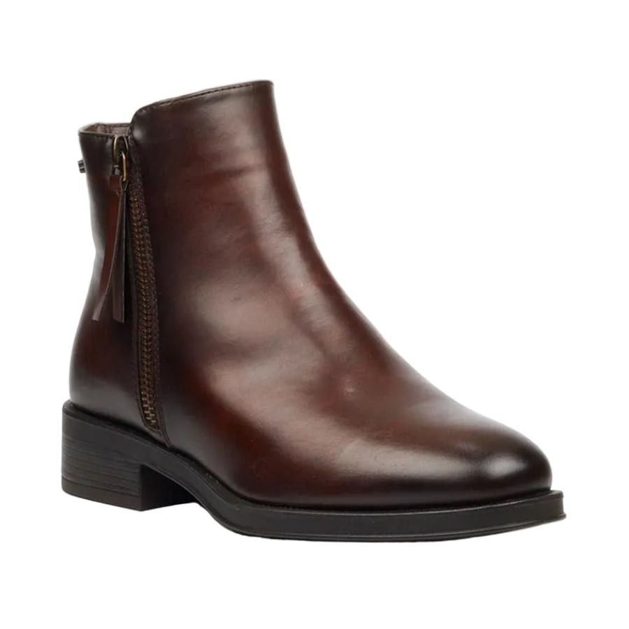 Miss Black Deer 1 side zip ankle boot chocolate.