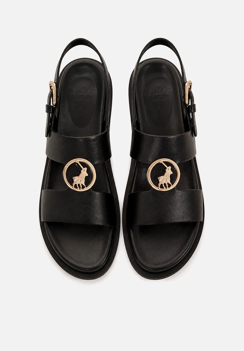 Polo Moulded Trim Leather Sandal - Black 0037972