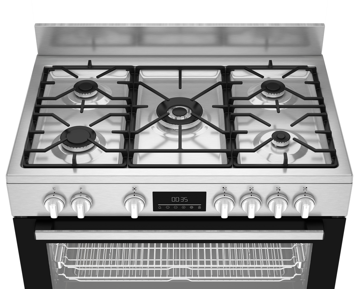 Beko 90cm Stainless Steel Multifunction Gas Range Cooker BGTW11225EX