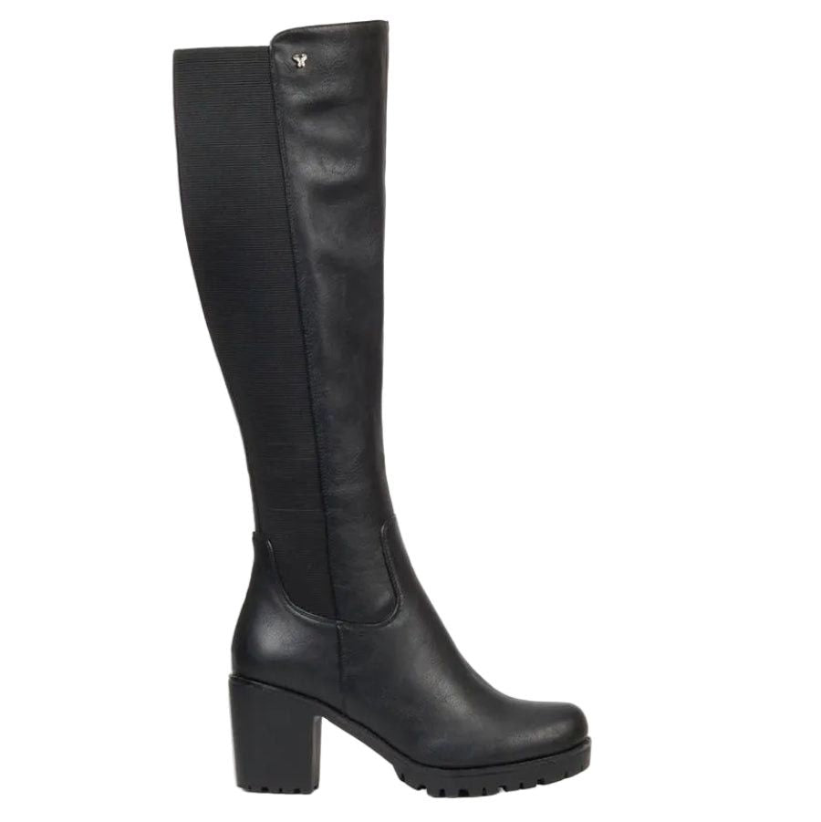 Butterfly Feet Noel 2 Block Heel High Boots Black.