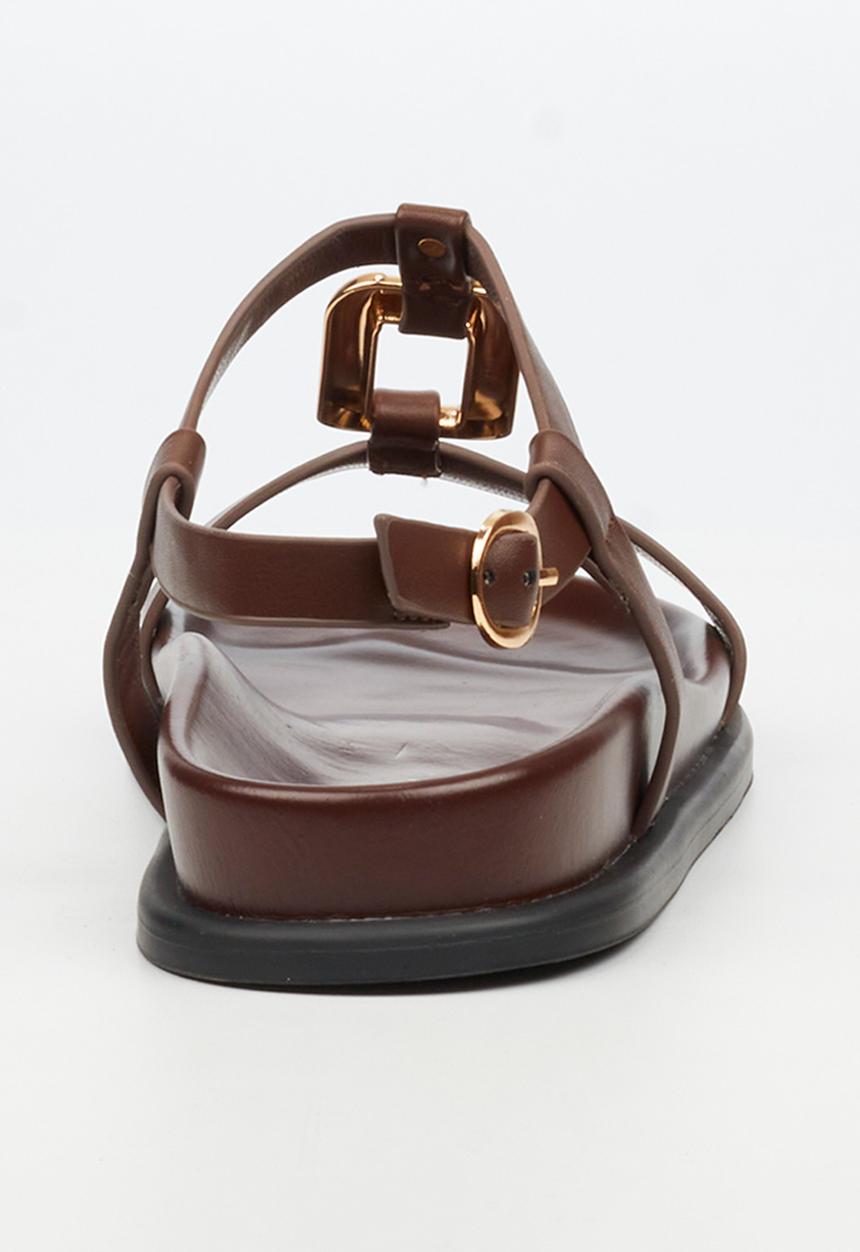 Miss Black Polpetta 4 Gold Trim Sandal-Chocolate