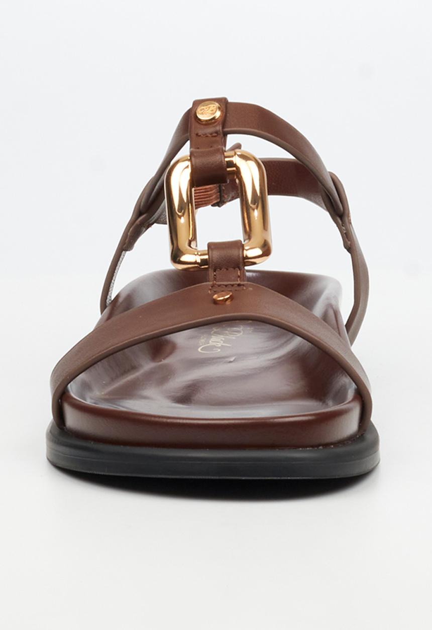 Miss Black Polpetta 4 Gold Trim Sandal-Chocolate