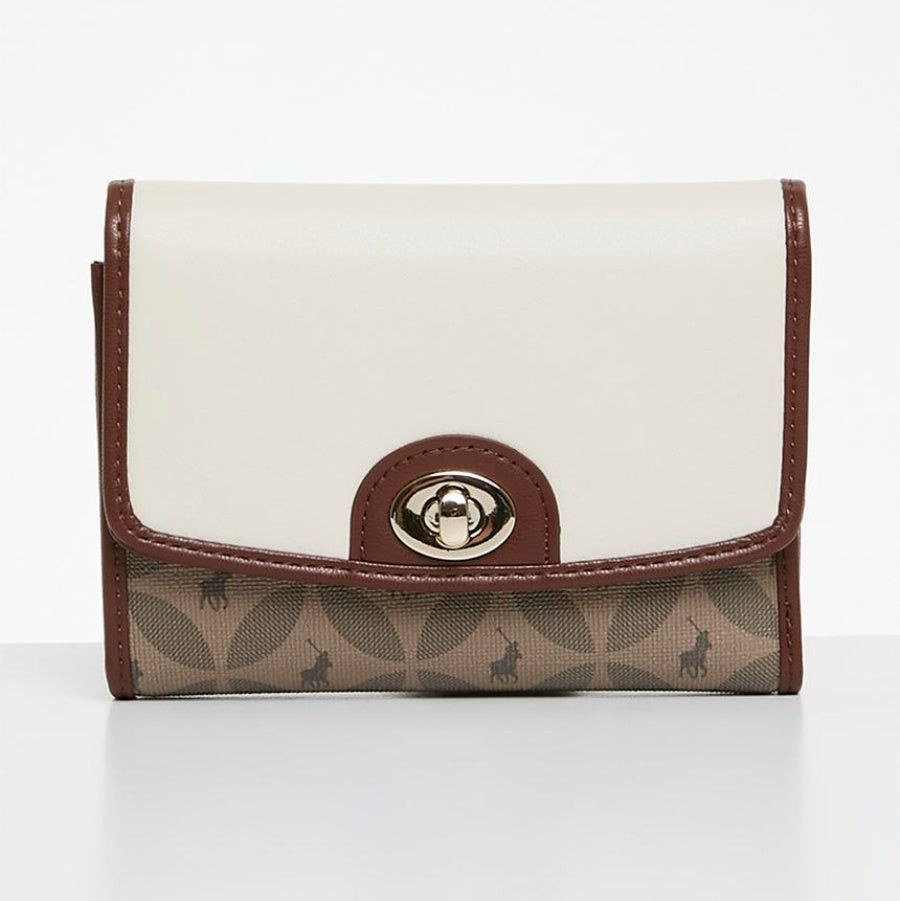 Polo Preston compact trifold purse bag - tan POS494332.