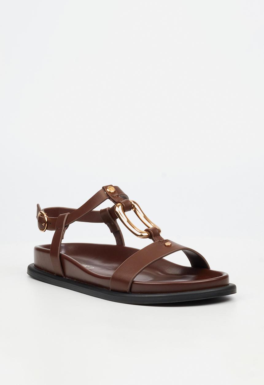 Miss Black Polpetta 4 Gold Trim Sandal-Chocolate