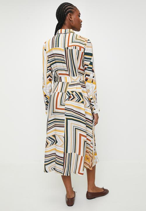 Polo Women Jackie Printed Long Sleeve Dress Dark Green