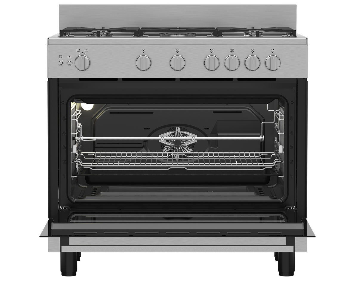 Defy 90cm Inox 5 Burner Full Gas Range Cooker + Turnspit DGS90G