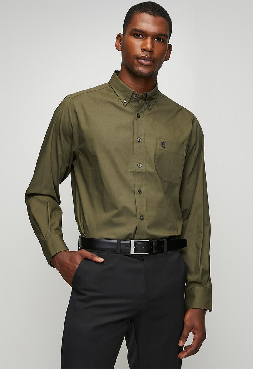 Pringle Jacob Long Sleeve Classic Shirt Olive MSLS1750T PR111778.