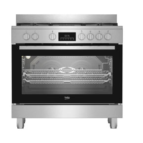 Beko 90cm Stainless Steel Multifunction Gas Range Cooker BGTW11225EX (7984758325337)
