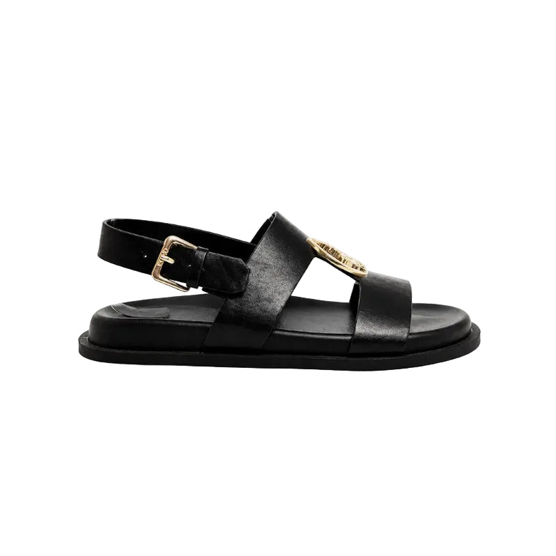 Polo Moulded Trim Leather Sandal - Black 0037972