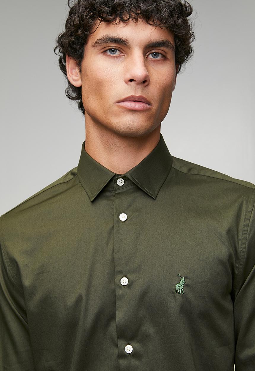 Polo Mens Essential Sateen Shirt Green 0070640