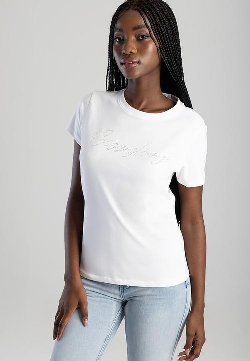 Sissy Boy Dream Drifter : Regular T-shirt With Pearl And Bling Transfer - White