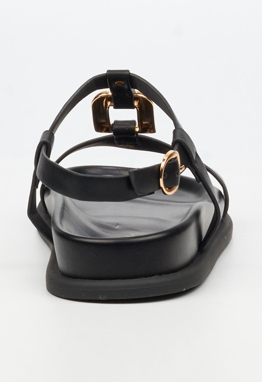 Miss Black Polpetta 4 Gold Trim Sandal-Black