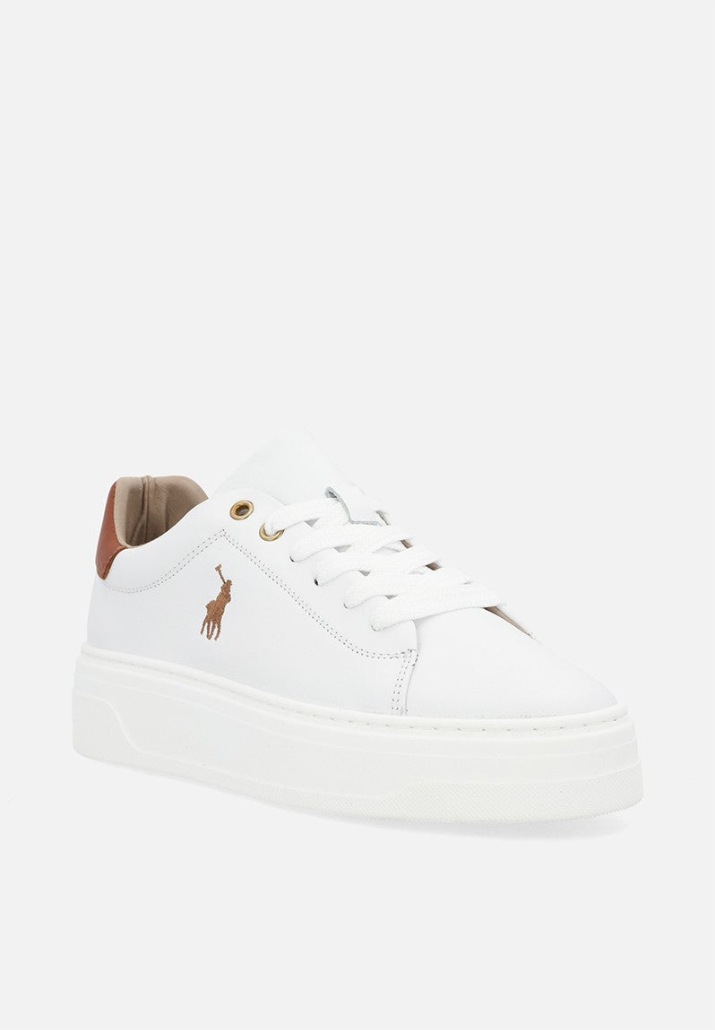 Polo Ladies Leather Platform Sneaker-White/Gold 0063334