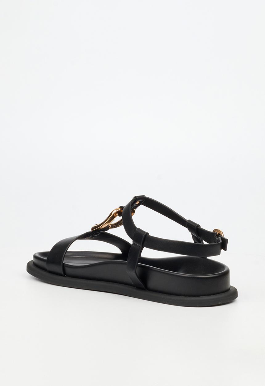 Miss Black Polpetta 4 Gold Trim Sandal-Black