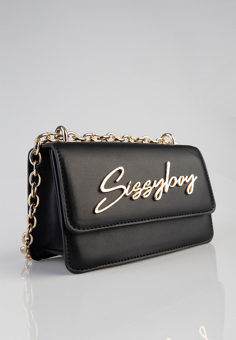 Sissy Boy Black Structured Crossbody Bag-Black BG381