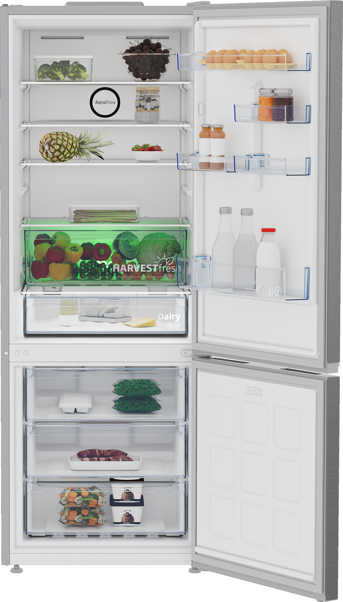 Beko 490L Silver Fridge Freezer Frost Free B5RCNE565HXP (7947679203417)
