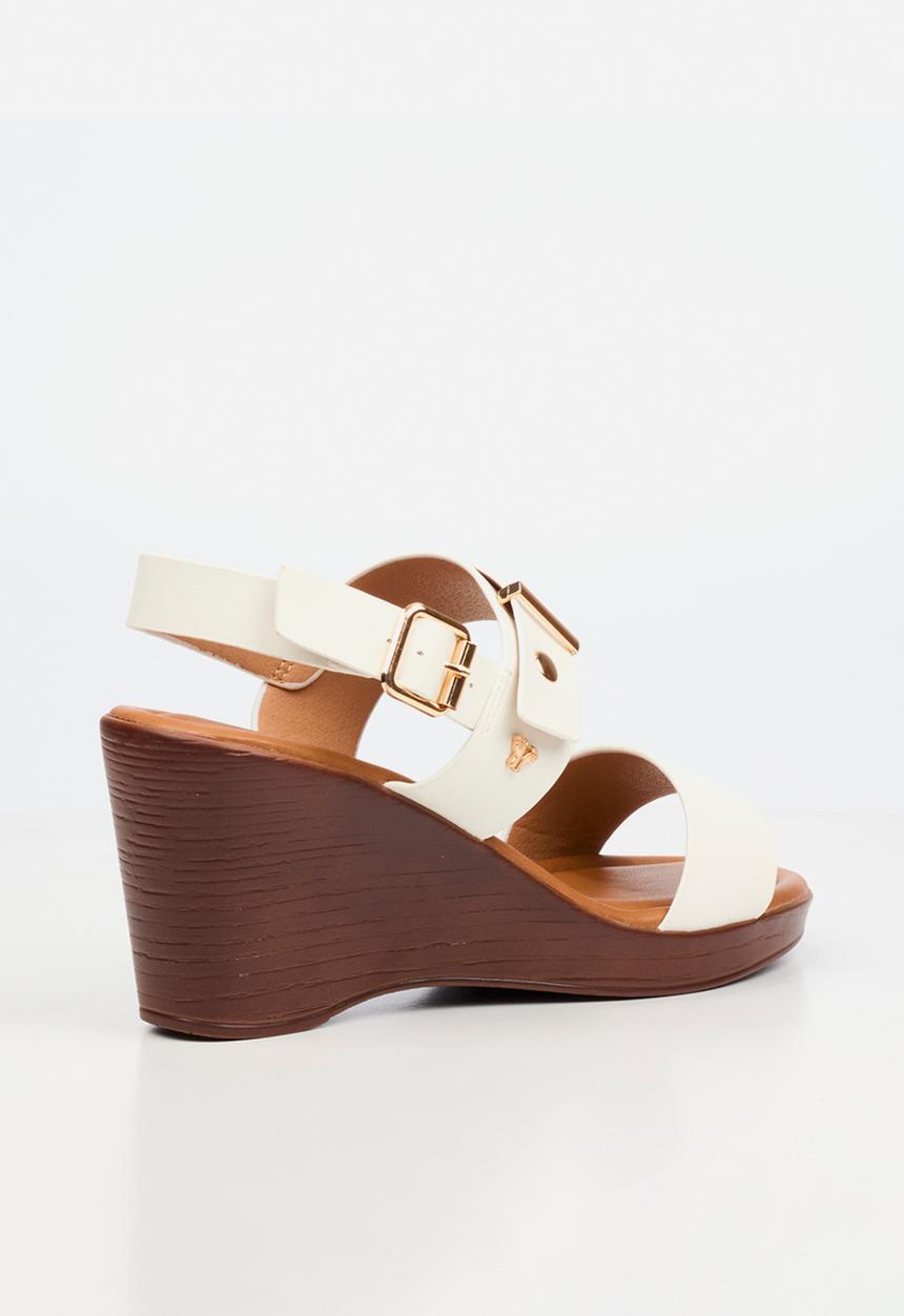 Butterfly Feet Ladies Allora 4 Slingback Wedge Heel-White