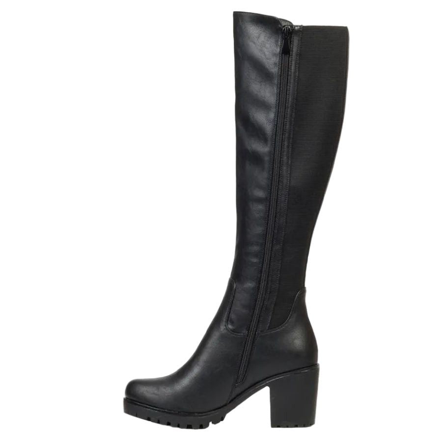 Butterfly Feet Noel 2 Block Heel High Boots Black.