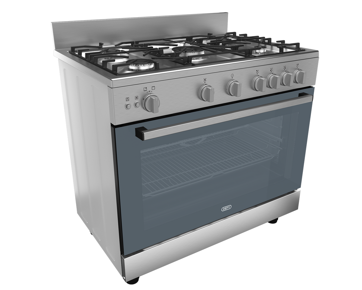 Defy 90cm Inox 5 Burner Full Gas Range Cooker + Turnspit DGS90G