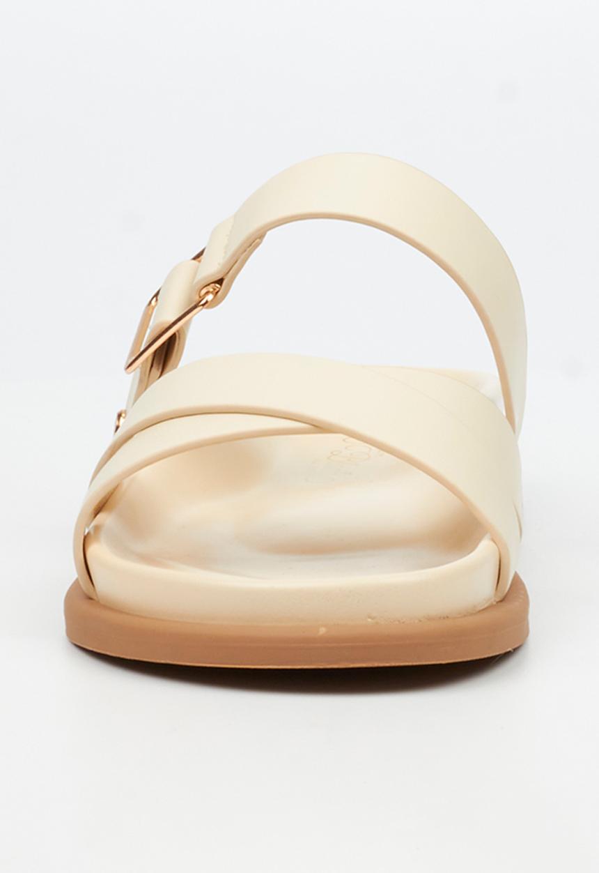 Miss Black Ladies Polpetta 9 Multi-Strap Buckle Sandal-Natural