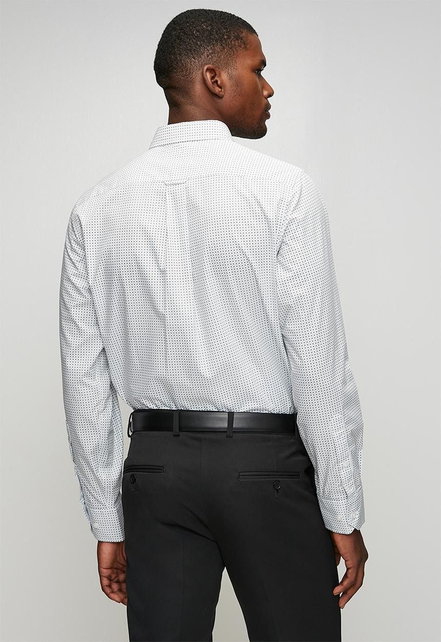 Pringle Louis Printed Long Sleeve Classic Shirt White MSL1853 PRII2129.