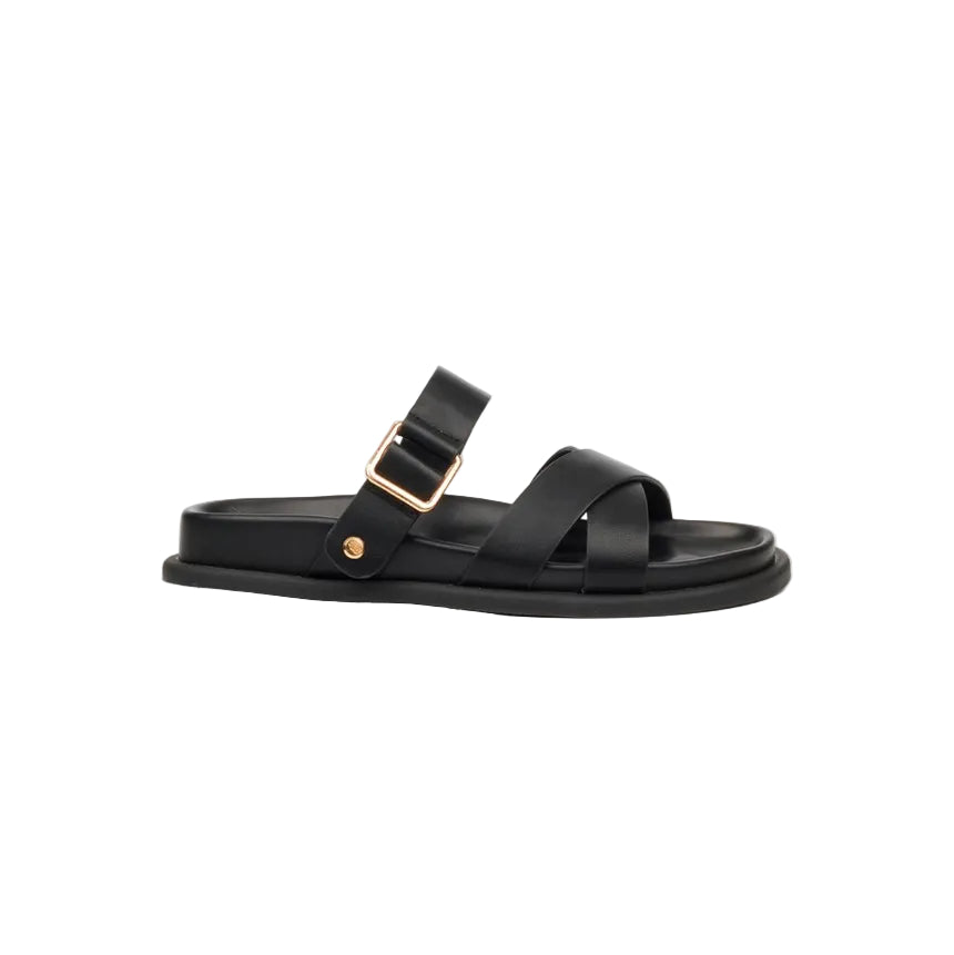 Miss Black Ladies Polpetta 9 Multi-Strap Buckle Sandal-Black