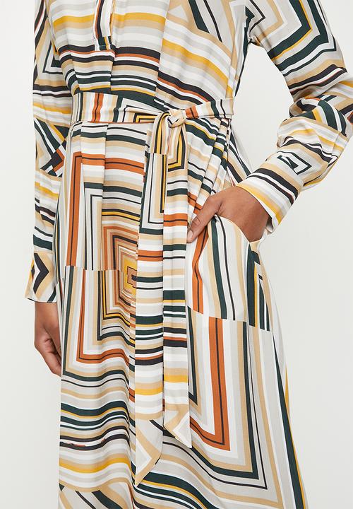 Polo Women Jackie Printed Long Sleeve Dress Dark Green