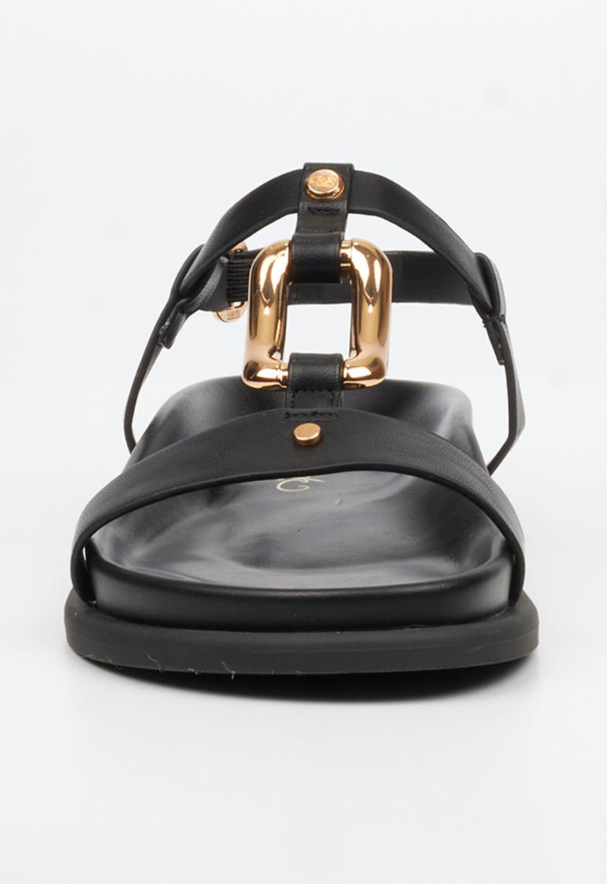 Miss Black Polpetta 4 Gold Trim Sandal-Black