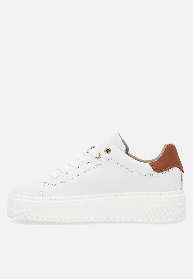 Polo Ladies Leather Platform Sneaker-White/Gold 0063334