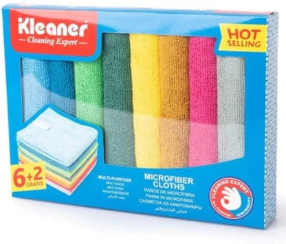 Kleaner Microfiber Cloths Multipurpose Cleaning 30×30cm Pack of 8 GSG016.