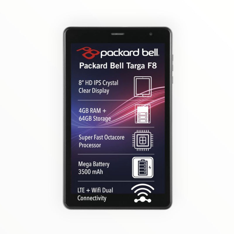 PACKARD BELL Tablet Packard Bell Targa F8 8" LTE + Wifi 4GB + 64GB Tablet Plus Free Folio Cover
