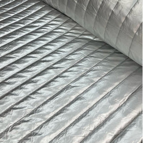 PADDED JACKETING Dress Fabrics Montcler Metallic Foil Fabric Silver 140cm (7287821271129)