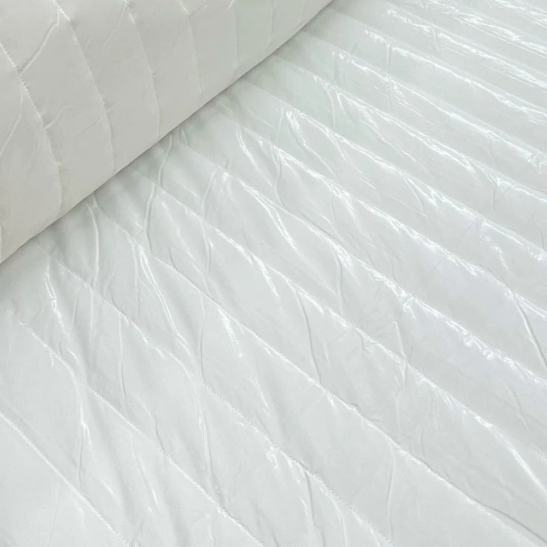 PADDED JACKETING Dress Fabrics Montcler Mirror Pu Fabric White 140cm (7287818420313)