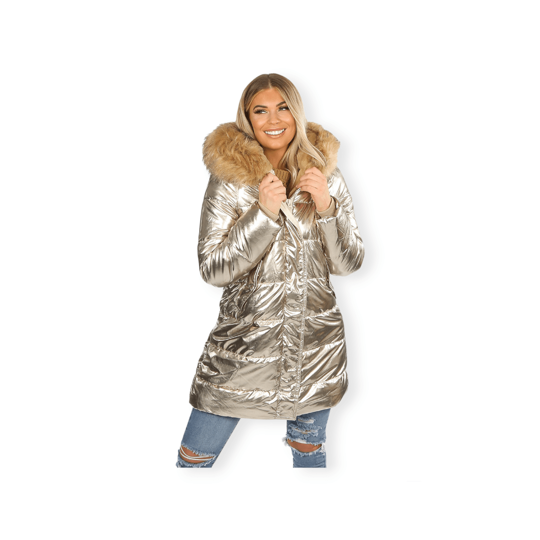 PADDED JACKETING Dress Fabrics Montcler Quilted Foil Fabric 150cm (7283376586841)