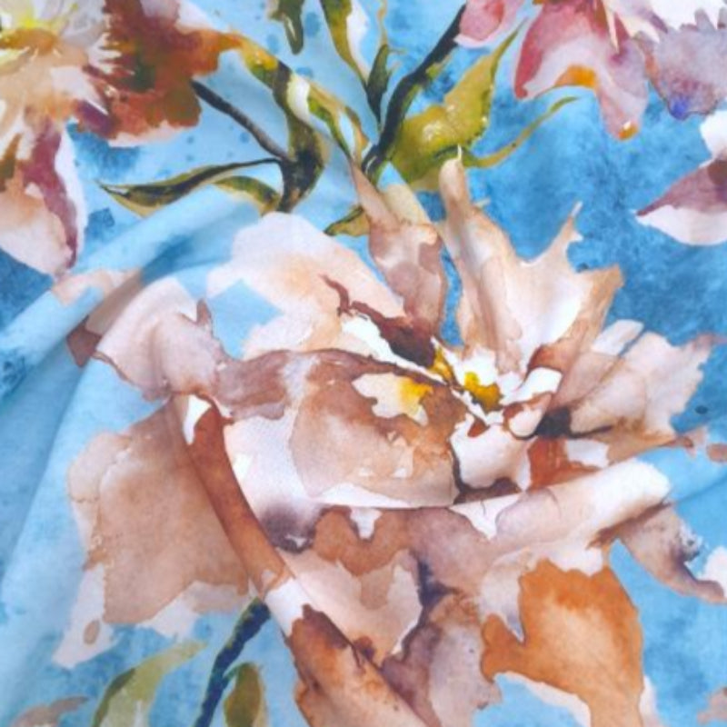 papini Curtaining Material Floreale Curtain Azul GXX52B 280 cm