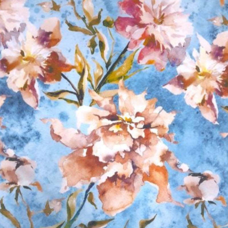 papini Curtaining Material Floreale Curtain Azul GXX52B 280 cm (6651654176857)