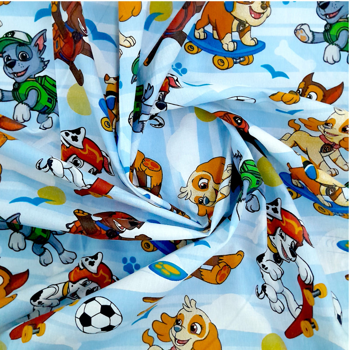 100% PTD Cotton Sheeting Fabric Paw Patrol White 240 cm