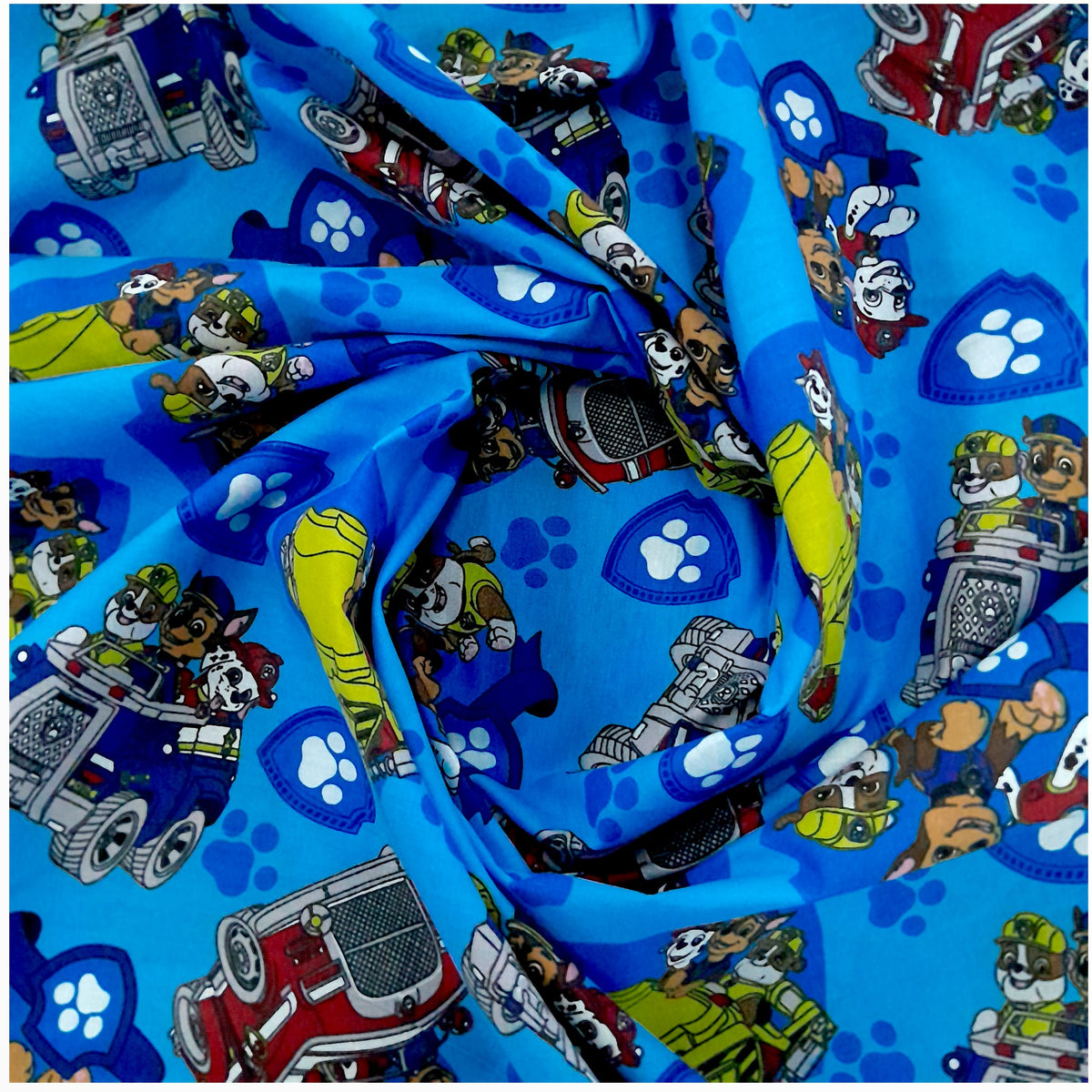100% Printed Poly Cotton Paw Patrol Blue Fabric  240 cm