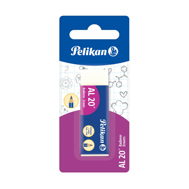 Pelikan Eraser Pelikan Al20 Plastic Eraser Blister Pack Containing 1 Piece 619957