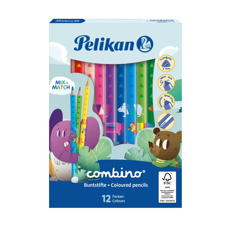 Pelikan Pencil Pelikan Combino® Triangular Colored Pencils, Thick, 12 Colors 811194