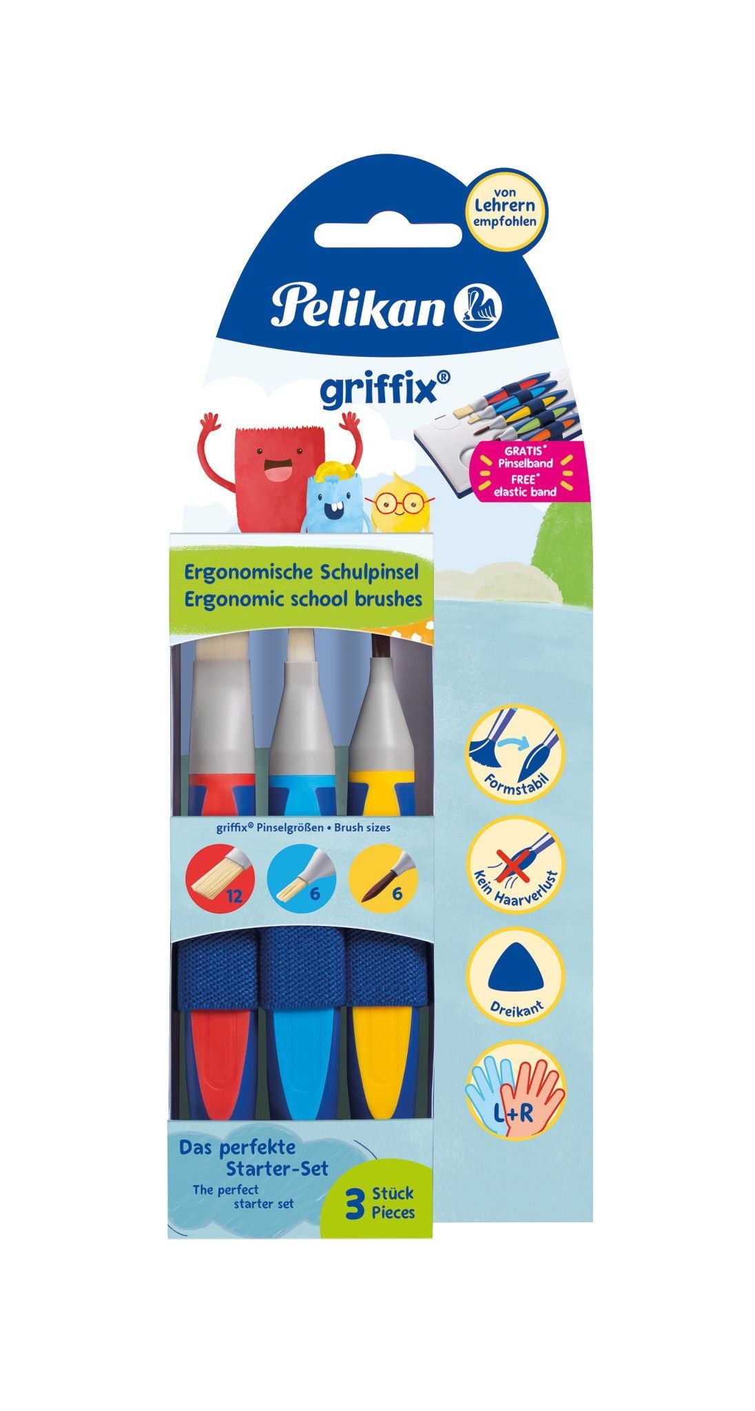 Pelikan Pencil Pelikan Griffix School Brush Set With Brush Band 3-piece Set 700726