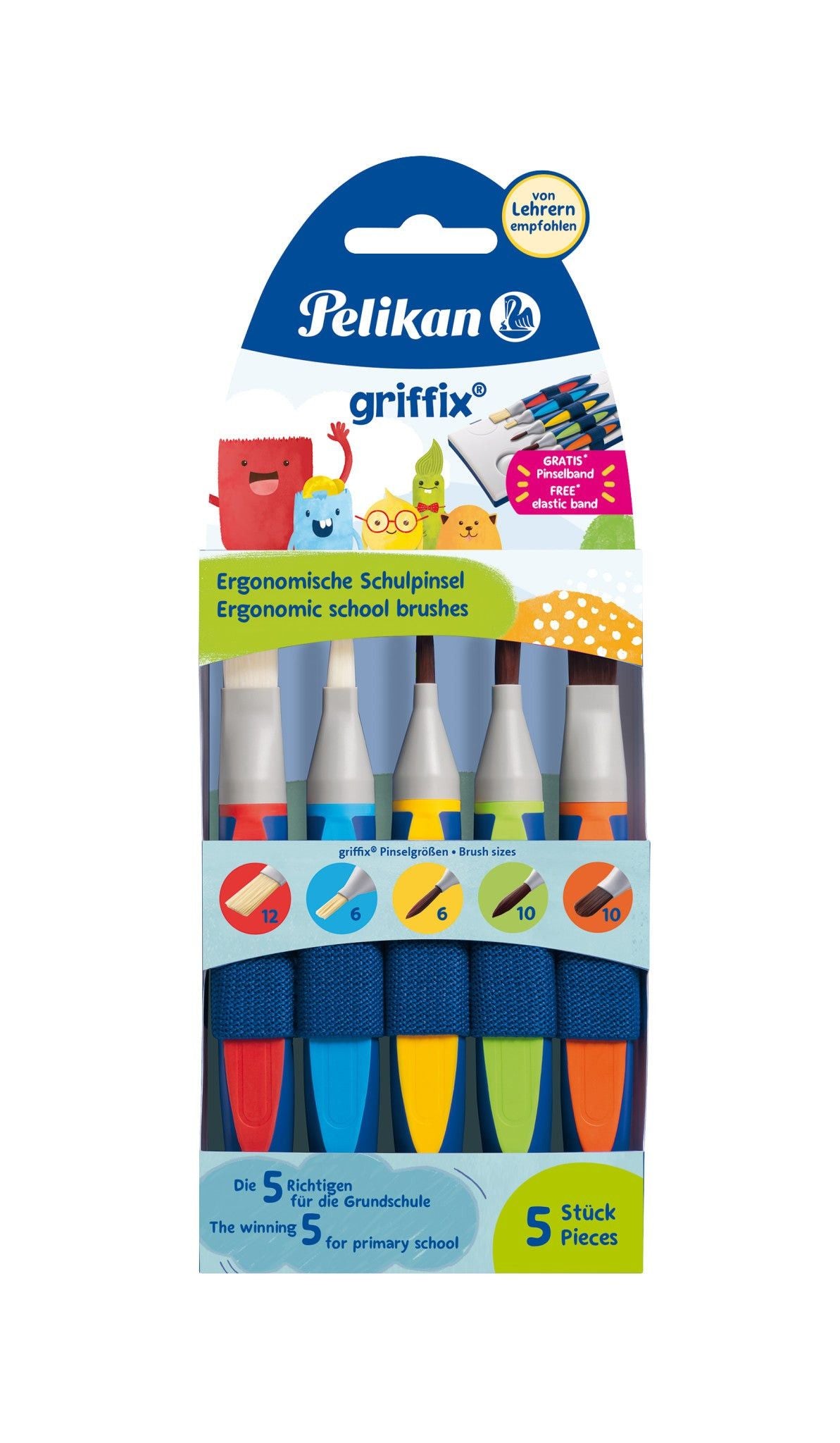 Pelikan Pencil Pelikan Griffix School Brush Set With Brush Band 5-Piece Set 700733