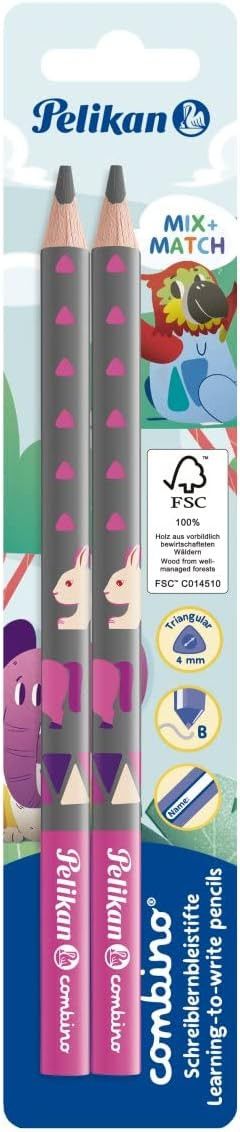 Pelikan Pencil Pelikan Learning To Write Pencil Combino 2/B 2 Piece Blister Pink 811170