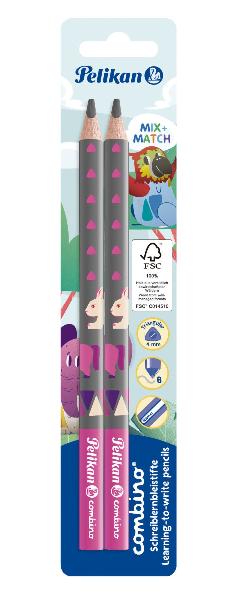 Pelikan Pencil Pelikan Learning To Write Pencil Combino 2/B 2 Piece Blister Pink 811170