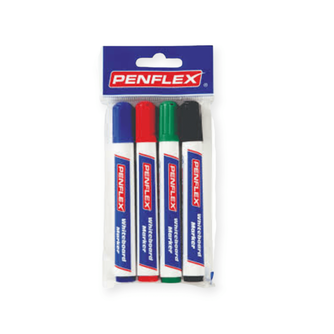 Penflex School Stationery Penflex Whiteboard Markers Wallet of 4 Assorted Colours