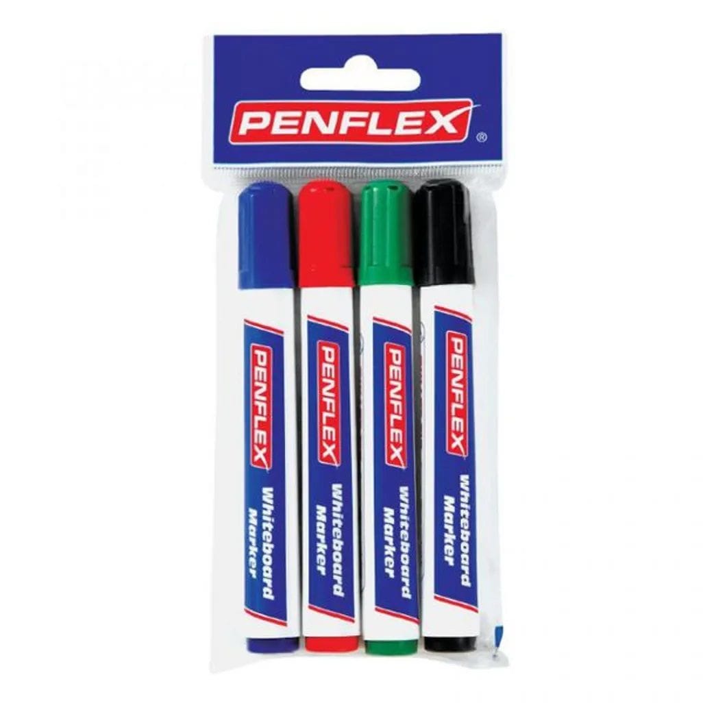 Penflex School Stationery Penflex Whiteboard Markers Wallet of 4 Assorted Colours